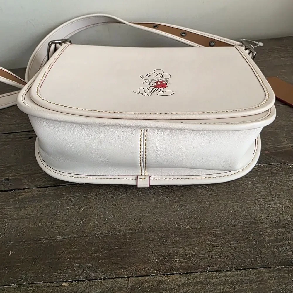 Coach Disney Mickey Mouse Chalk White Saddle Bag NEW Limited Edition